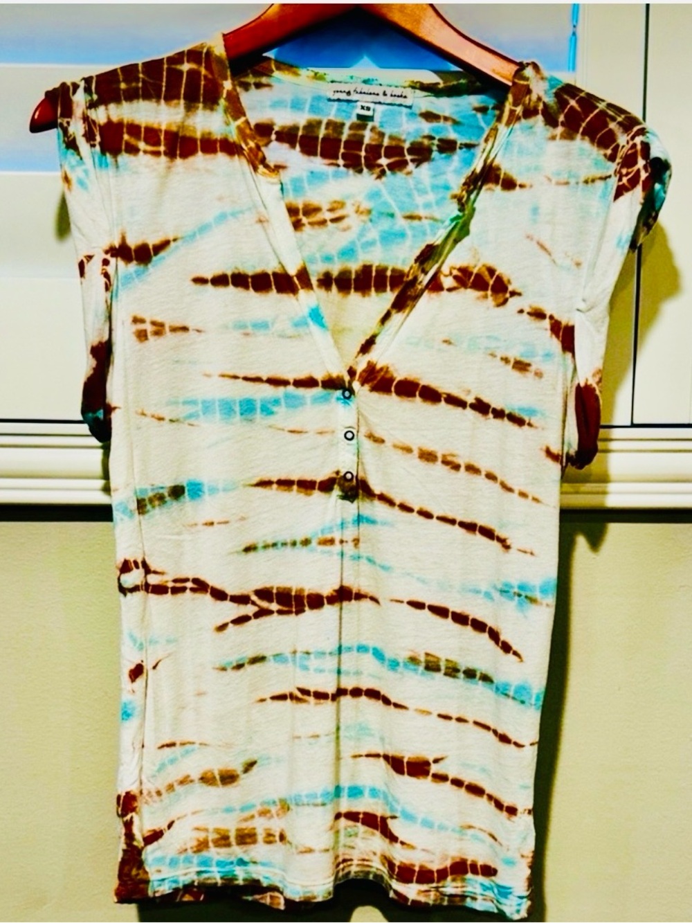 Young Fabulous & Broke Brown and Blue Tie-Dye Blouse